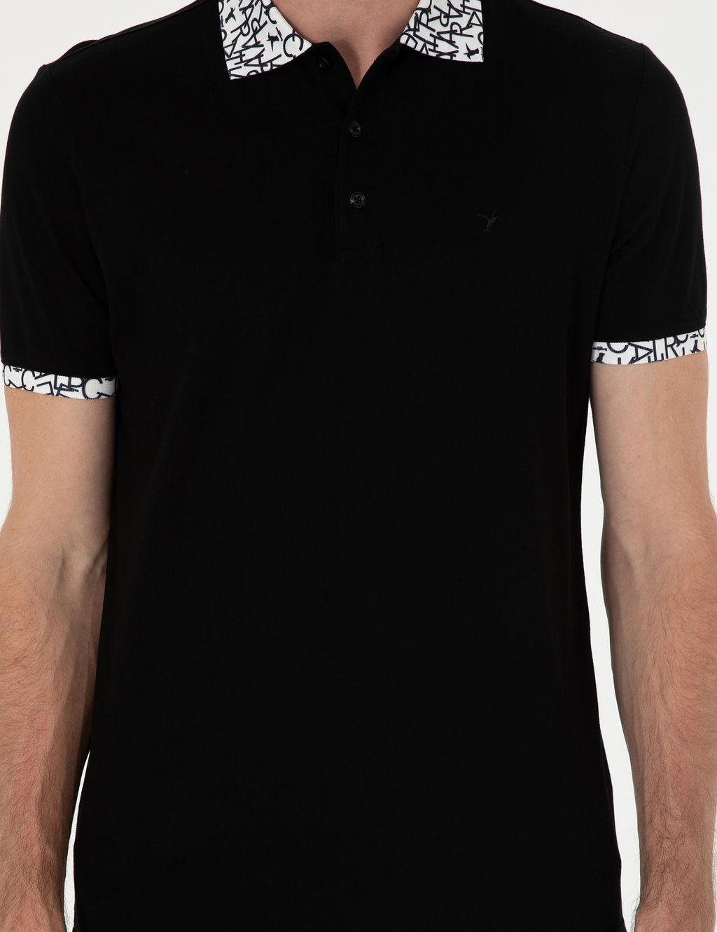 Siyah Slim Fit Polo Yaka Merserize T-shirt
