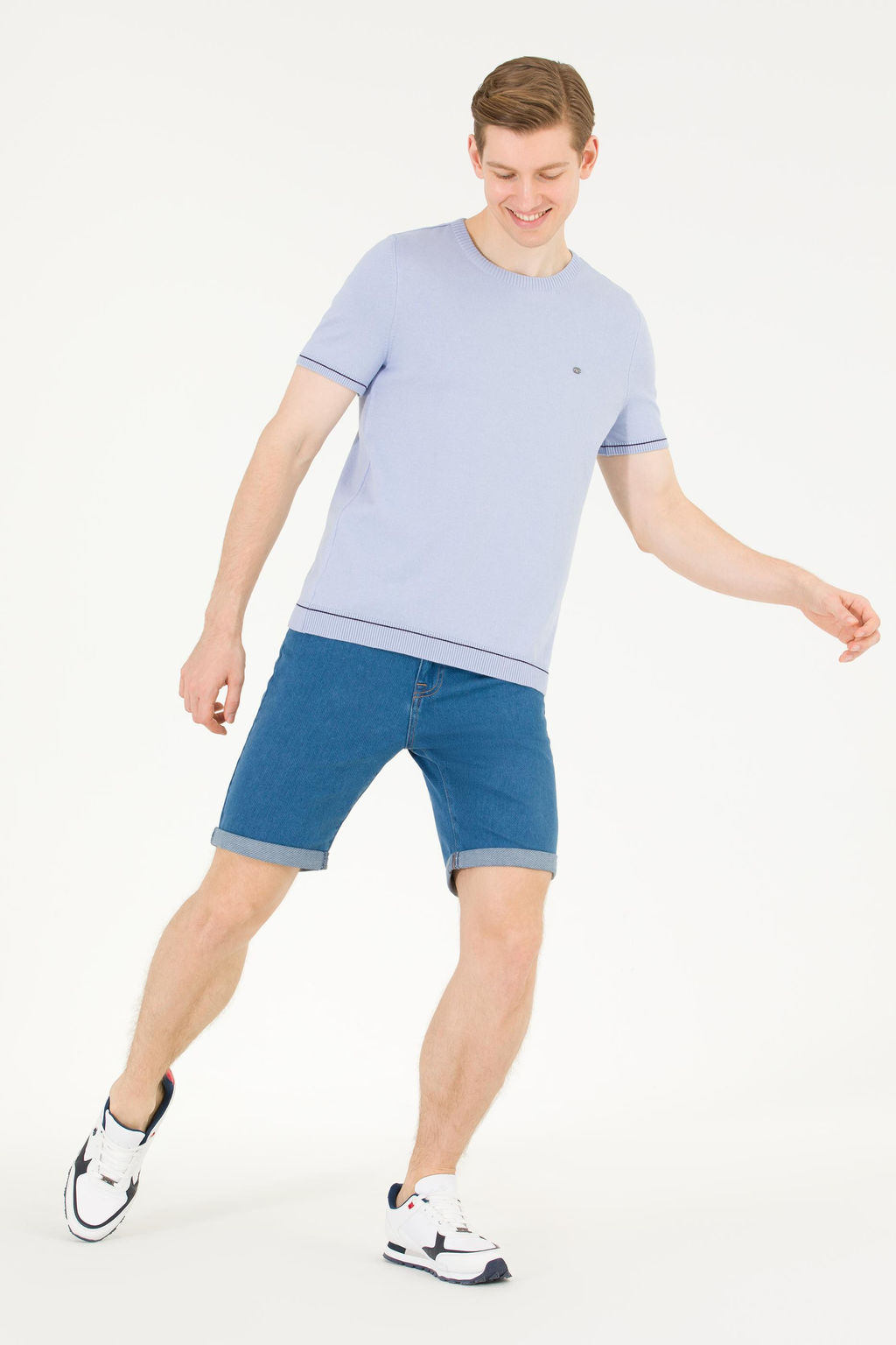 Мужской голубой трикотажный свитер - U.s. polo assn фото 3