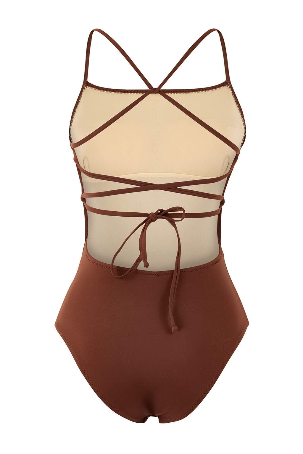 Kahverengi Kare Yaka S?rt Dekolteli Regular Mayo TBESS21MA0295