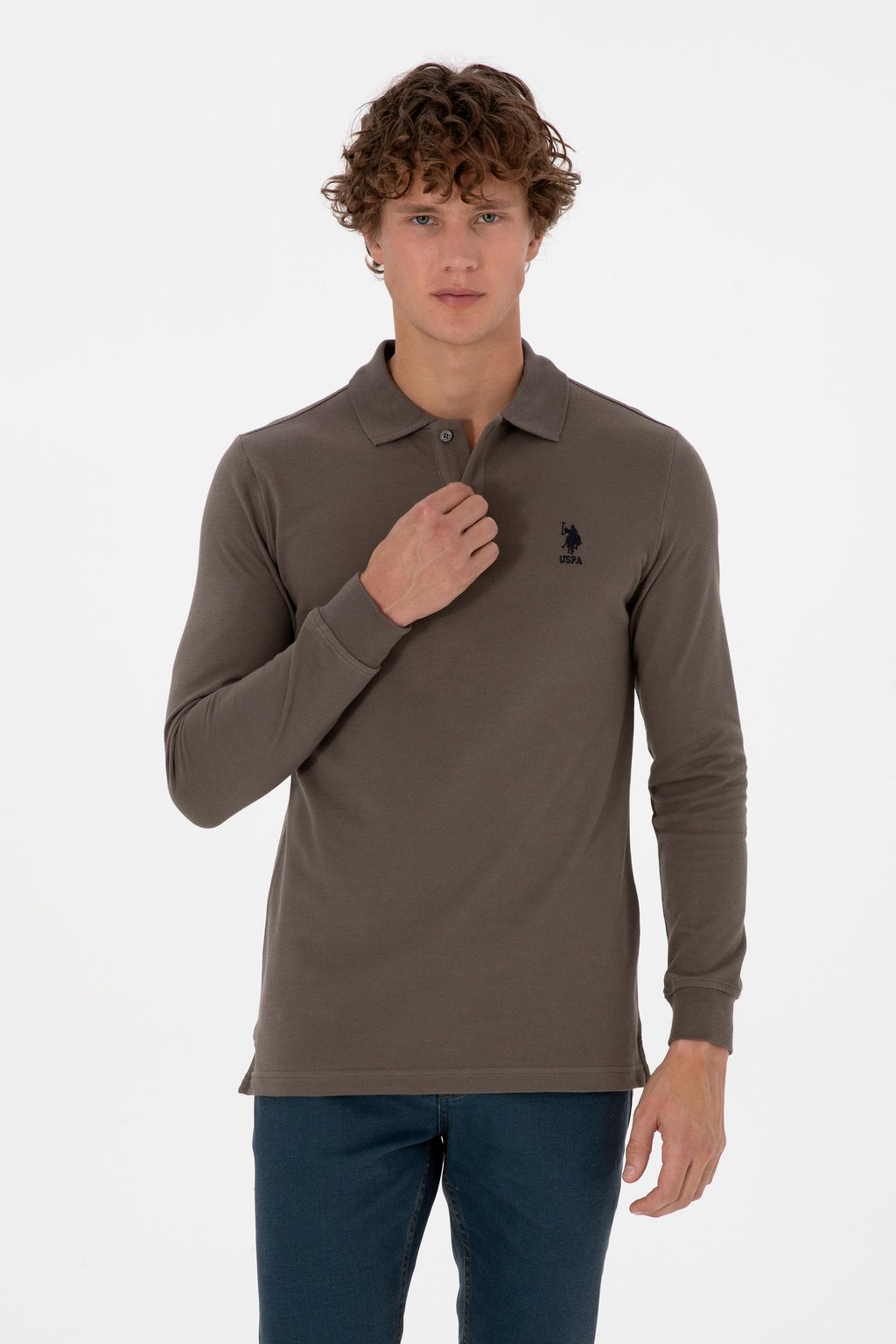 Erkek Vizon Basic Sweatshirt Sepette S_rpriz _ndirim