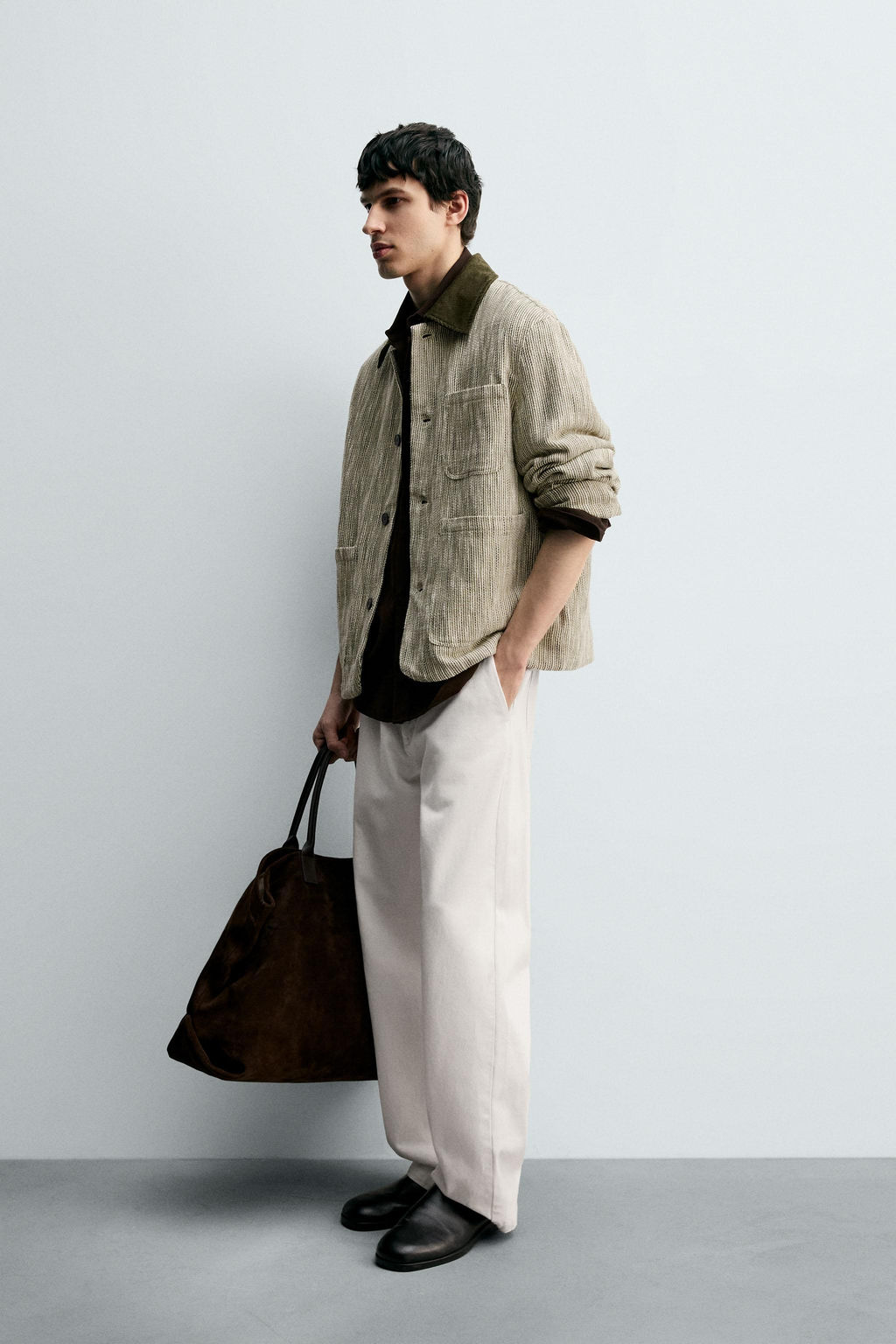 CONTRAST TEXTURED OVERSHIRT - Zara фото 4