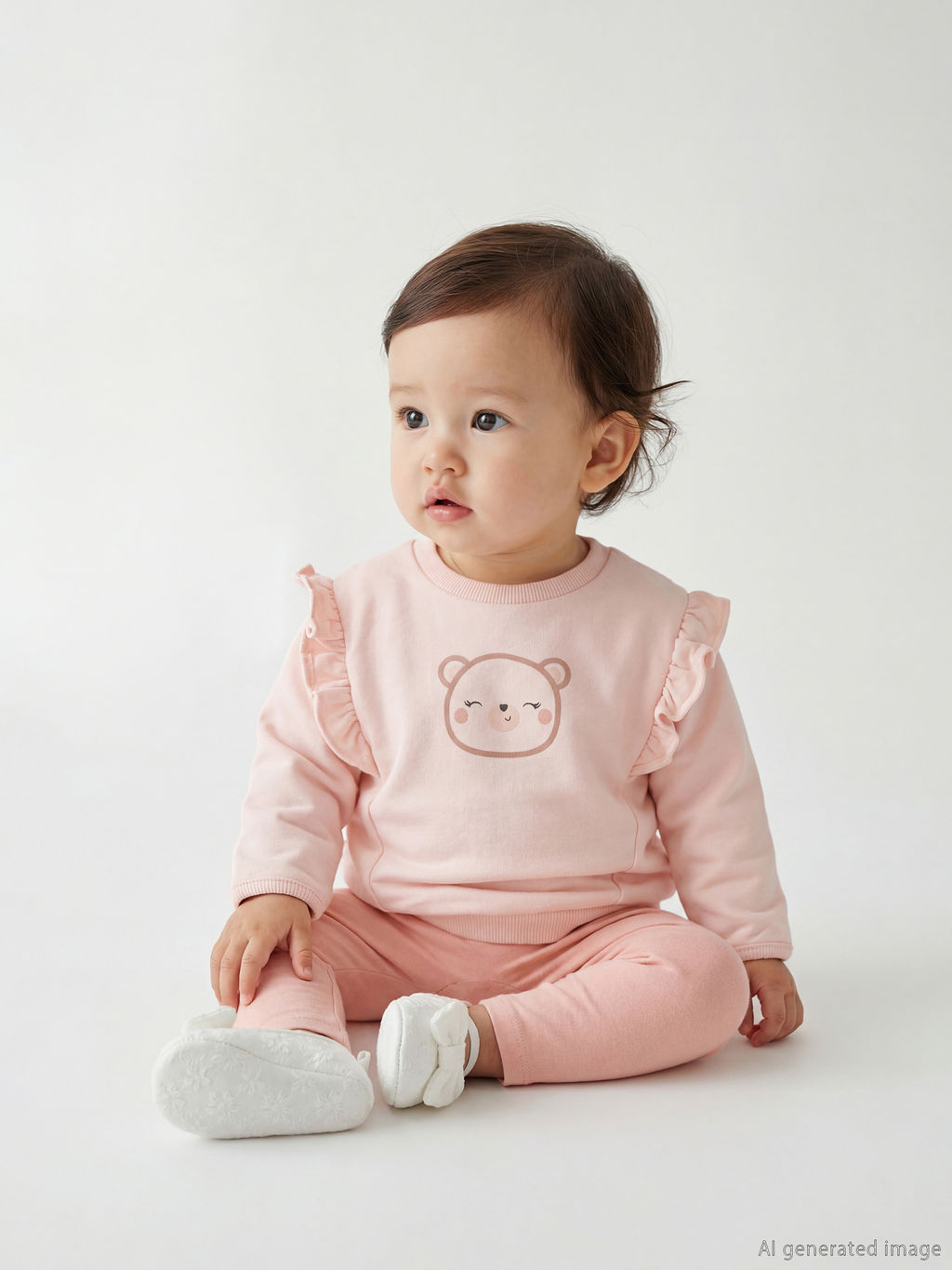 Bask?l? K?z Bebek Sweatshirt ve Pantolon