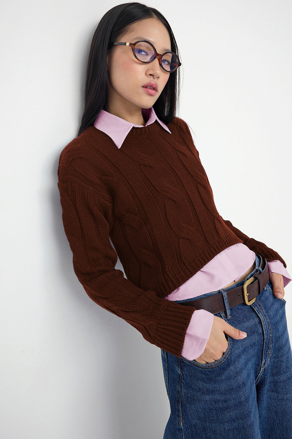 Teen Lacivert Kombine Crop Triko Kazak TWOAW26KZ00047 - Trendyolmilla фото 14