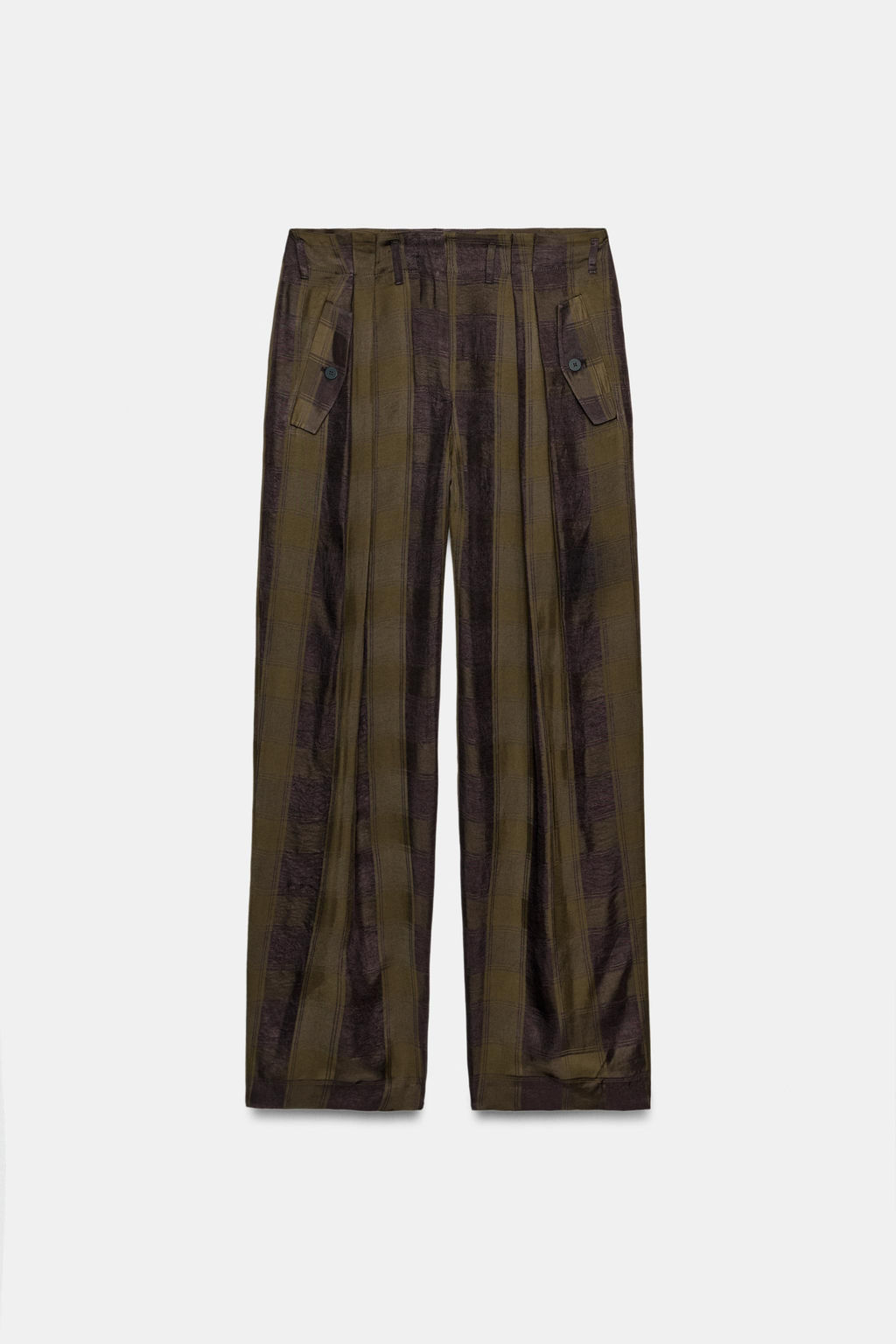 ZW COLLECTION FLOWING CHECK TROUSERS - Zara фото 12