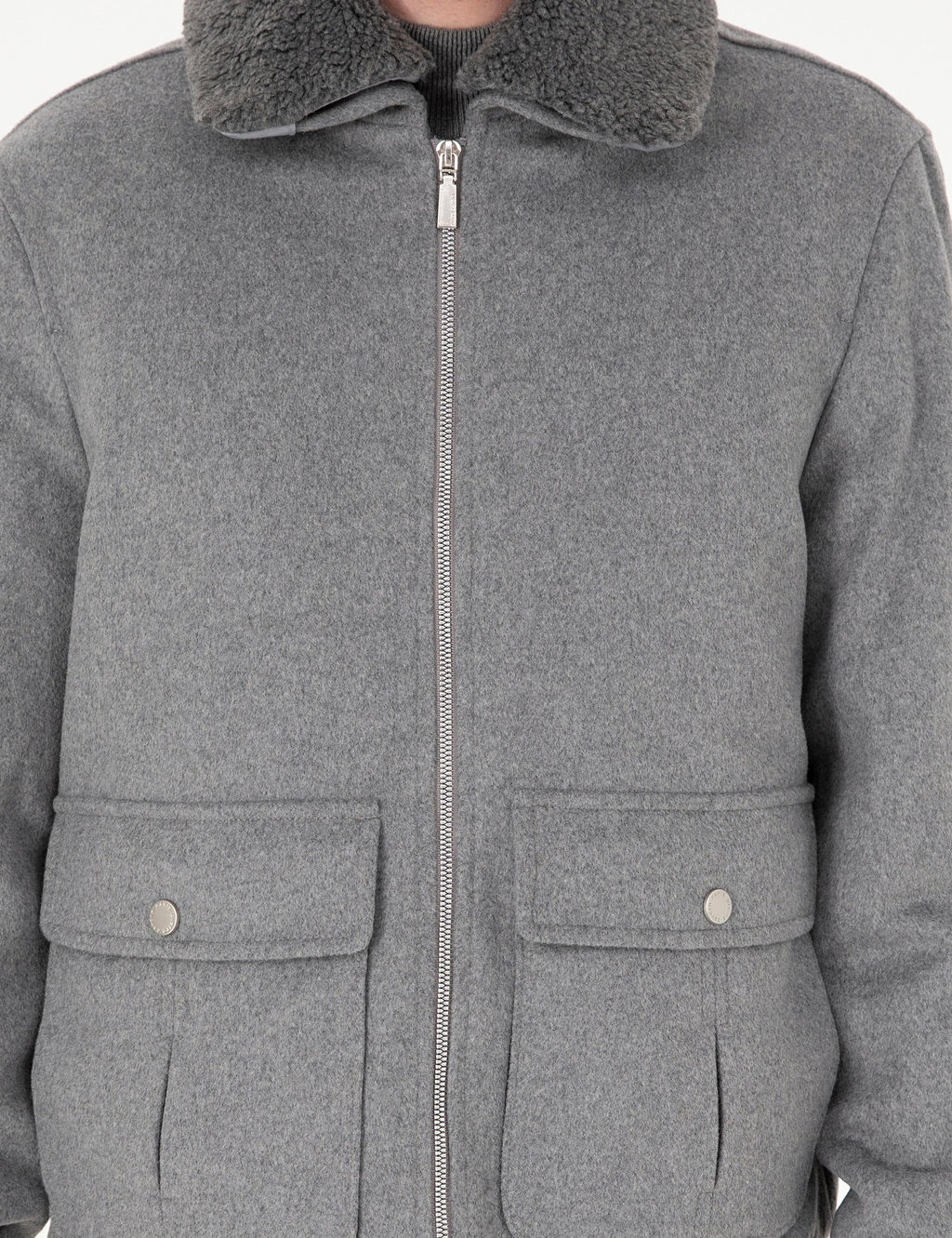 Gri Y_n Kar___ml_ Regular Fit Ka_e Mont