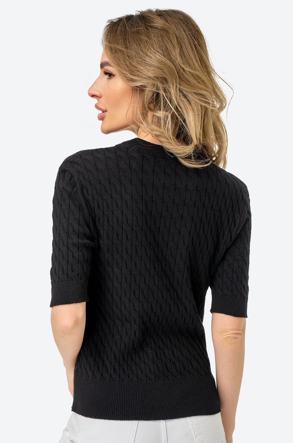 Женский джемпер в косичку с коротким рукавом Happy Fox  фото 8