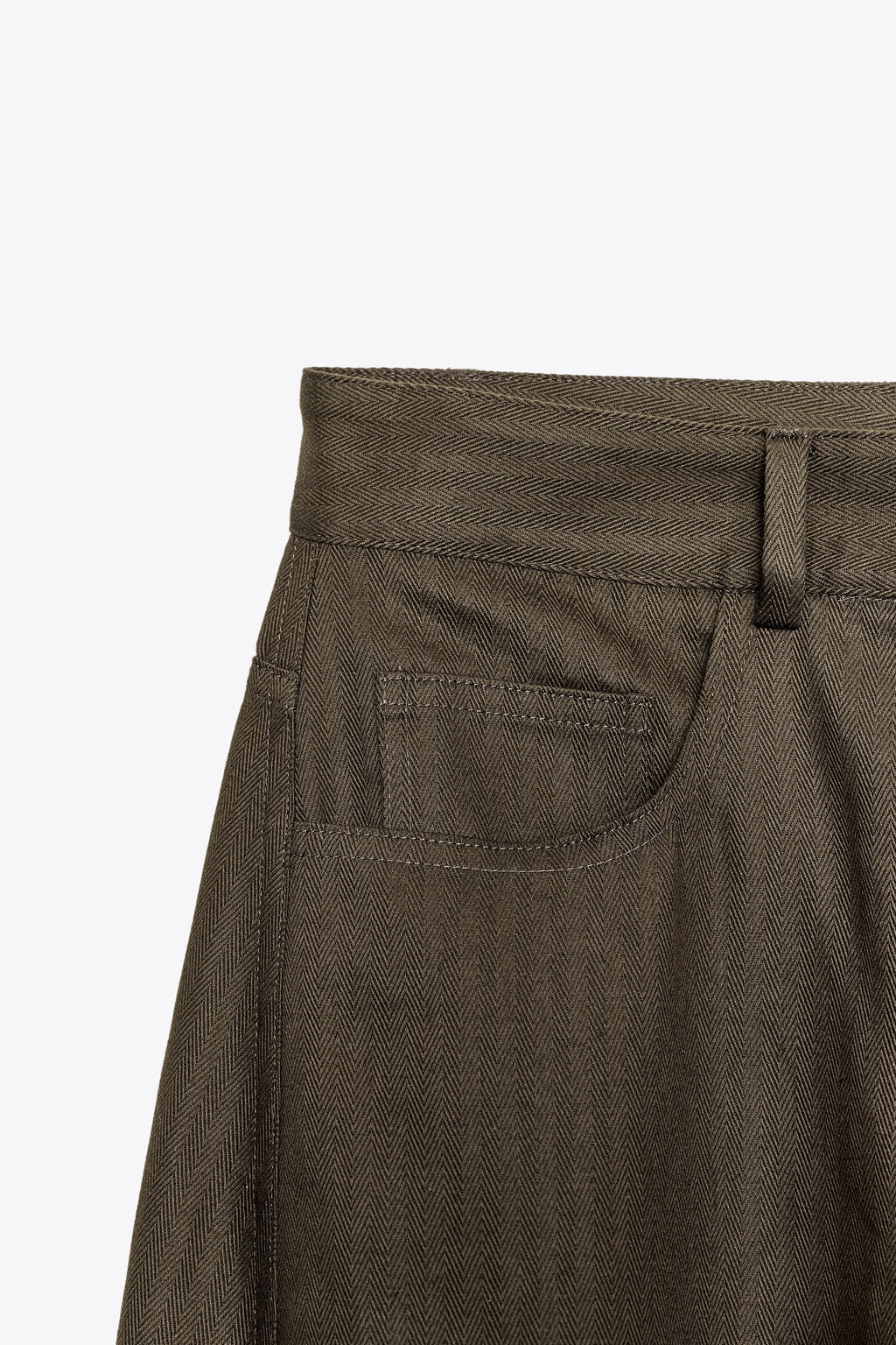 ZW COLLECTION HERRINGBONE WIDE-LEG TROUSERS