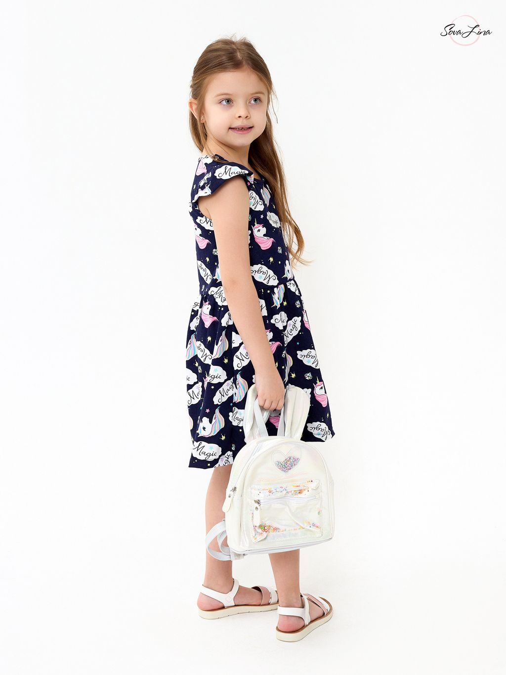 Платье Бабочка единороги синий - Sovalina фото 8