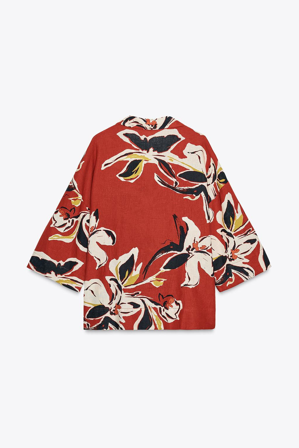 FLORAL PRINT LINEN BLEND SHIRT - Zara фото 8
