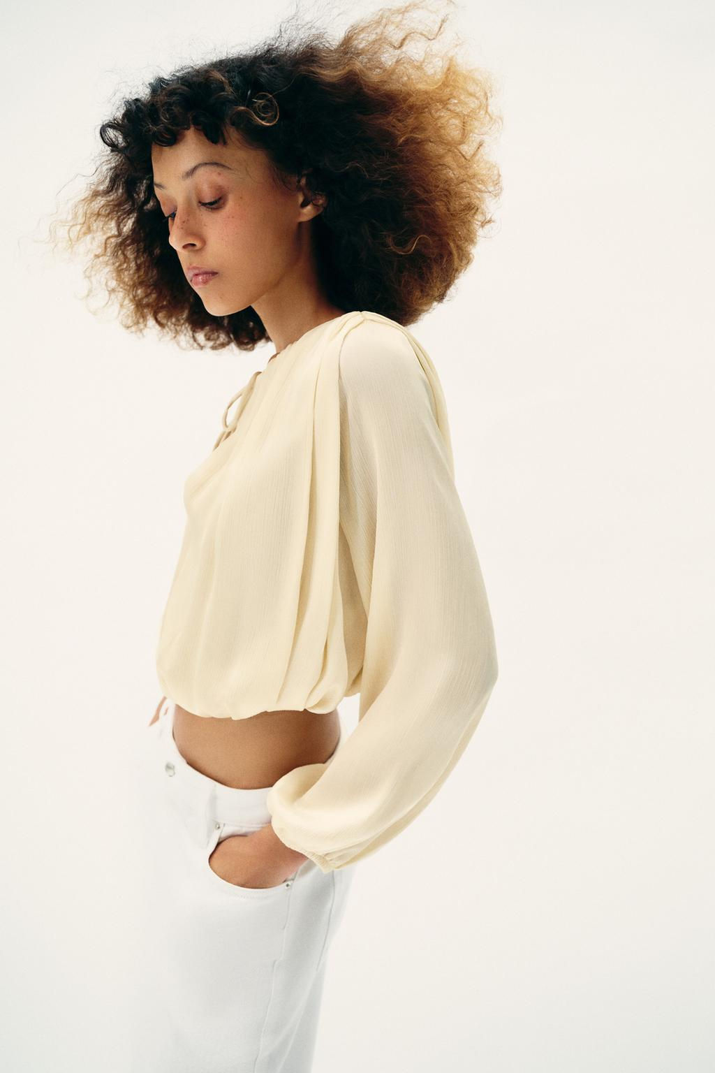 SATIN BALLOON BLOUSE - Zara фото 17