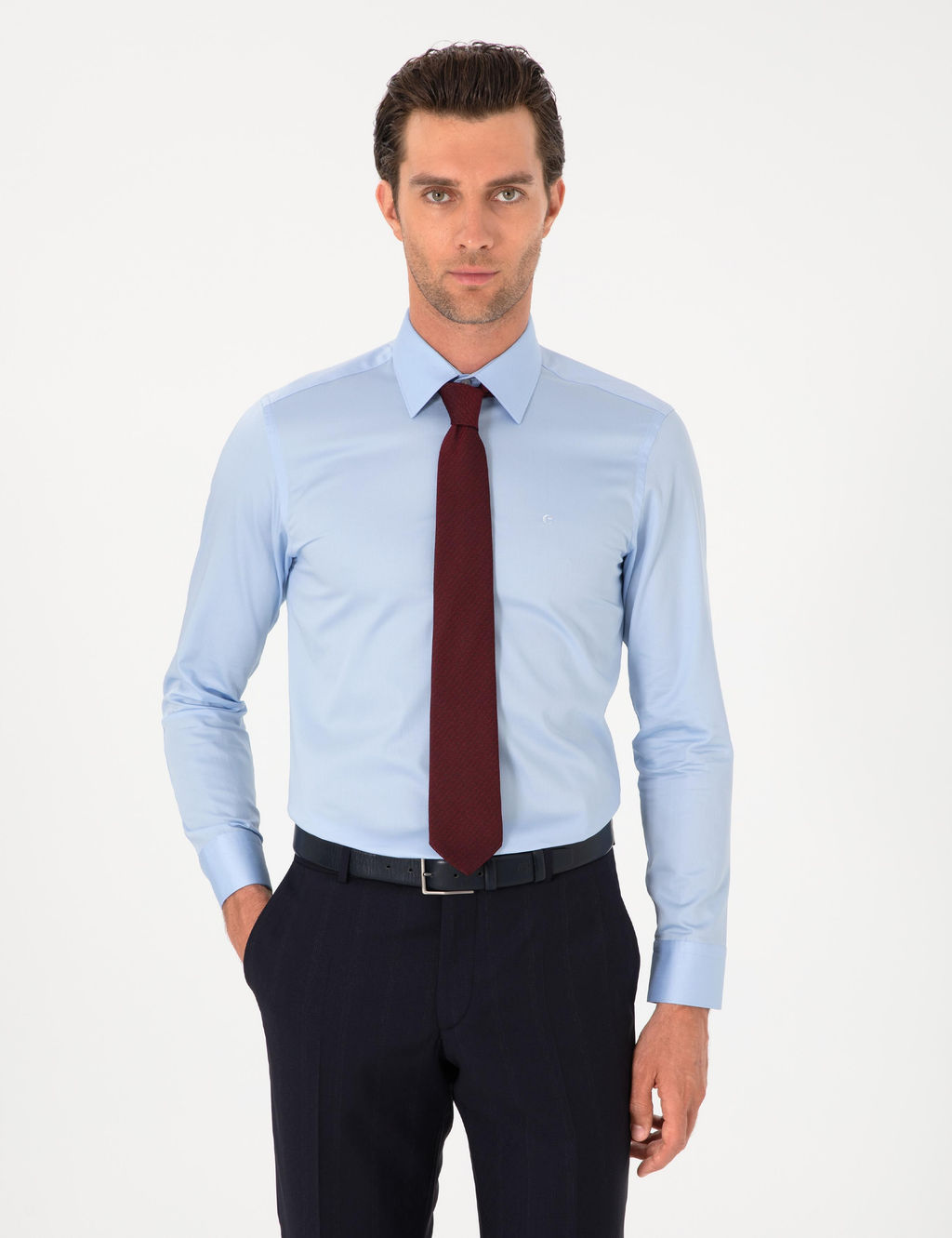 A__k Mavi Slim Fit Pamuklu Klasik G_mlek - Cacharel фото 3
