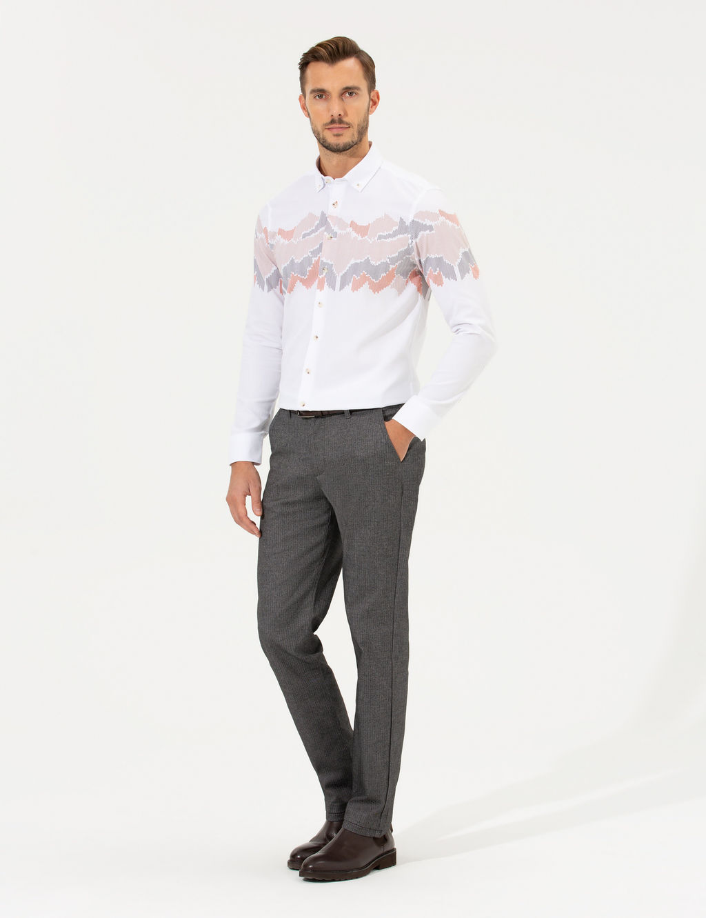 Turuncu Slim Fit Uzun Kollu G_mlek