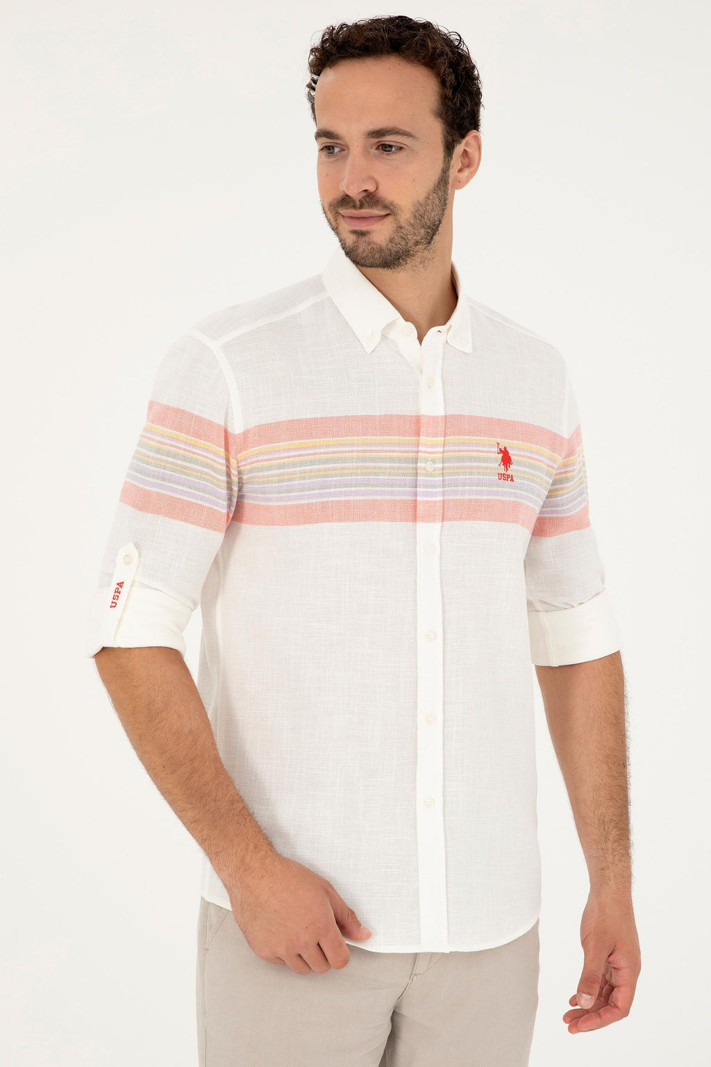 Мужская рубашка с длинным рукавом цвета граната Неожиданная скидка в корзине - U.s. polo assn фото 3