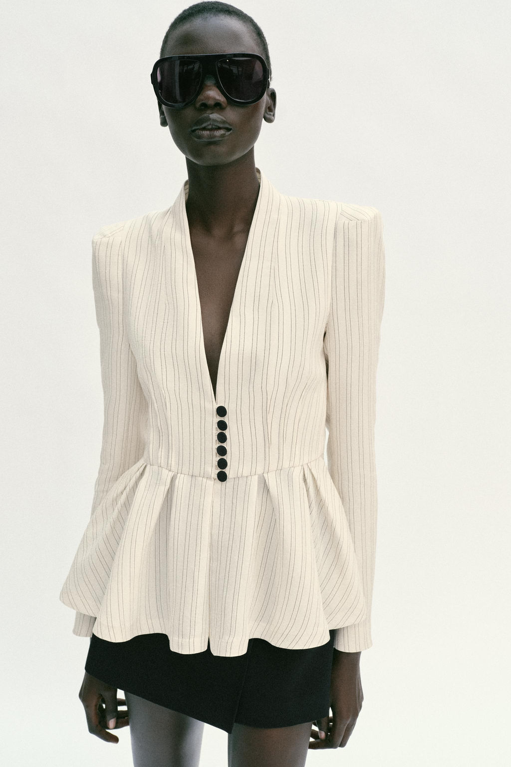 BLAZER RAYAS PEPLUM / Crudo / Marr?n - Zara фото 2