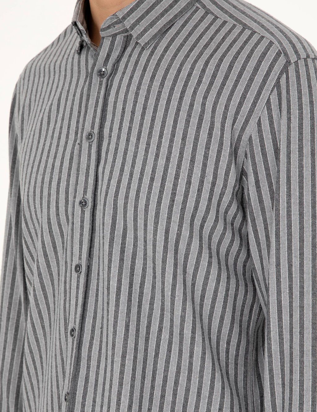 Gri Regular Fit _izgili Uzun Kollu G_mlek - Pierre cardin фото 7