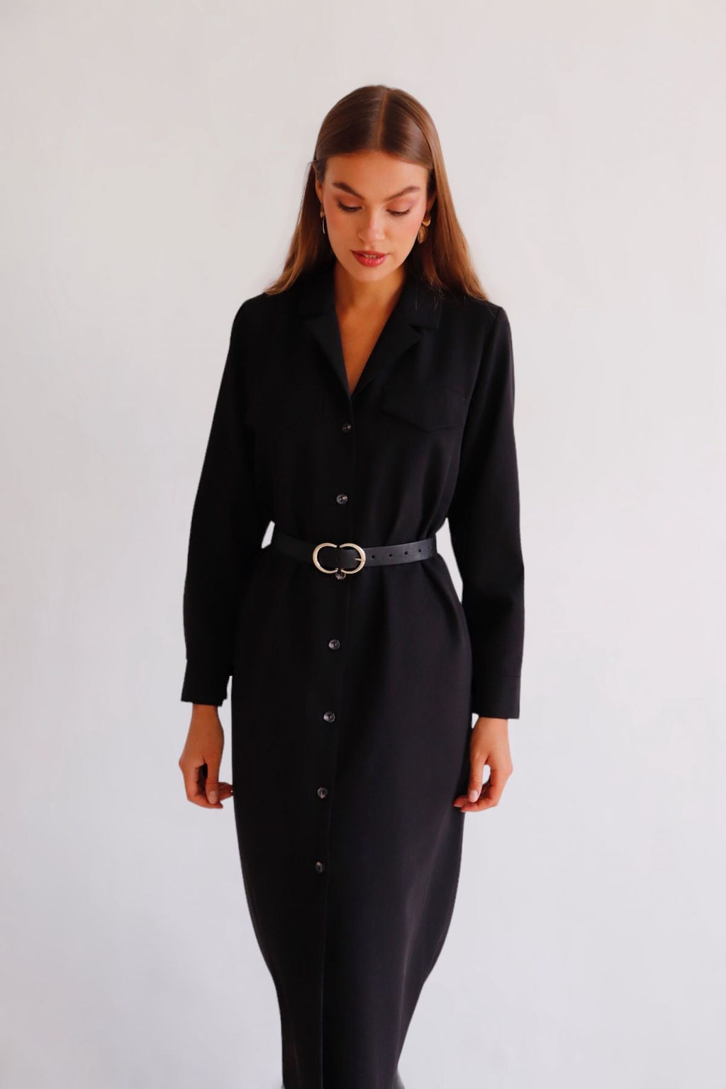 Martichelli Платье-рубашка с английским воротником чёрное  фото 10