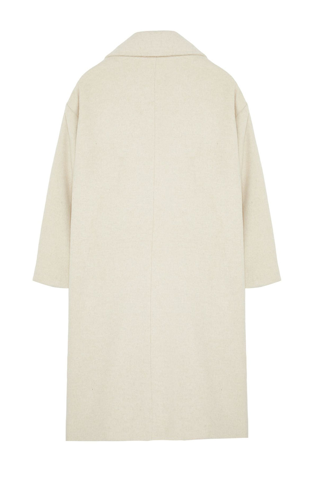 Ekru Oversize Genis Kesim Uzun Yunlu Kase Kaban TWOAW21KB0038