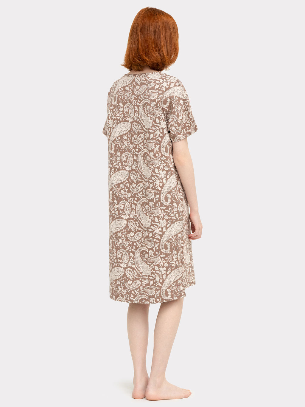 Сорочка ночная женская бежево-тауповая с узором пейсли - Mark formelle фото 4