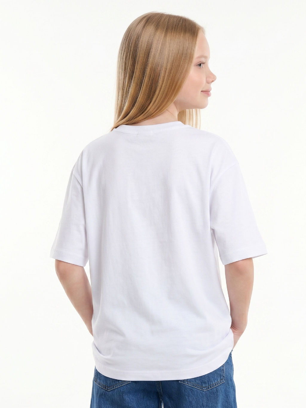 Футболка с принтом для девочки 22-9030 белый - Mini maxi фото 2