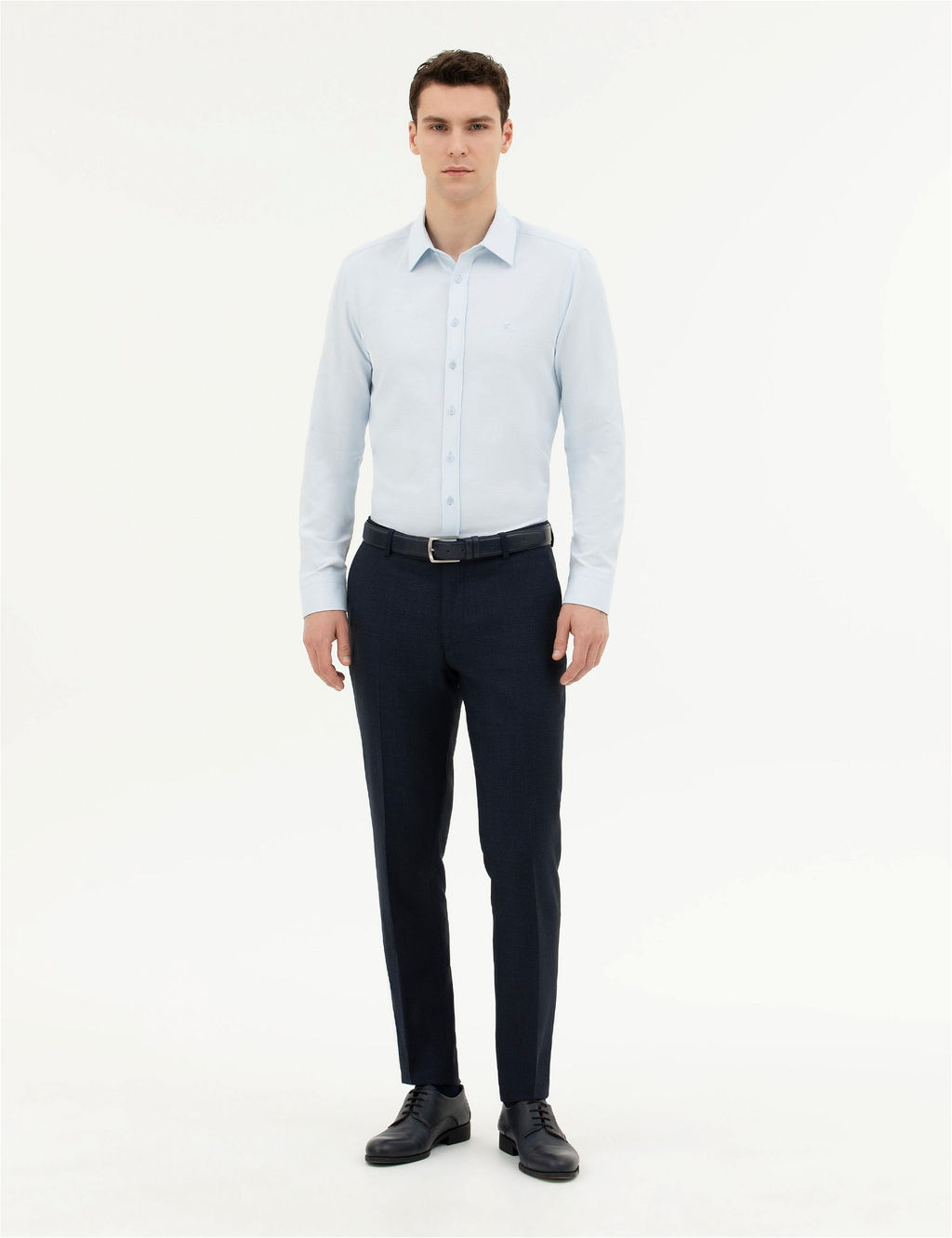 A__k Mavi Slim Fit Uzun Kollu G_mlek