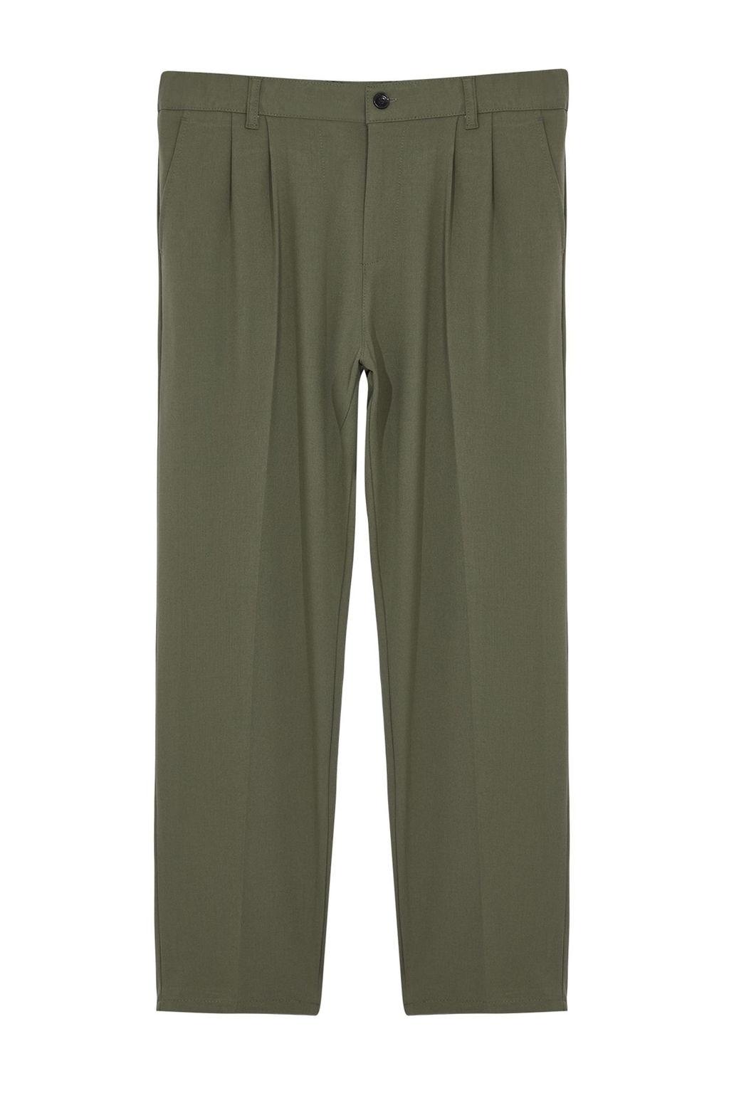 Haki Pileli Klasik Baggy Fit Kumas Pantolon TMNSS24PL00024