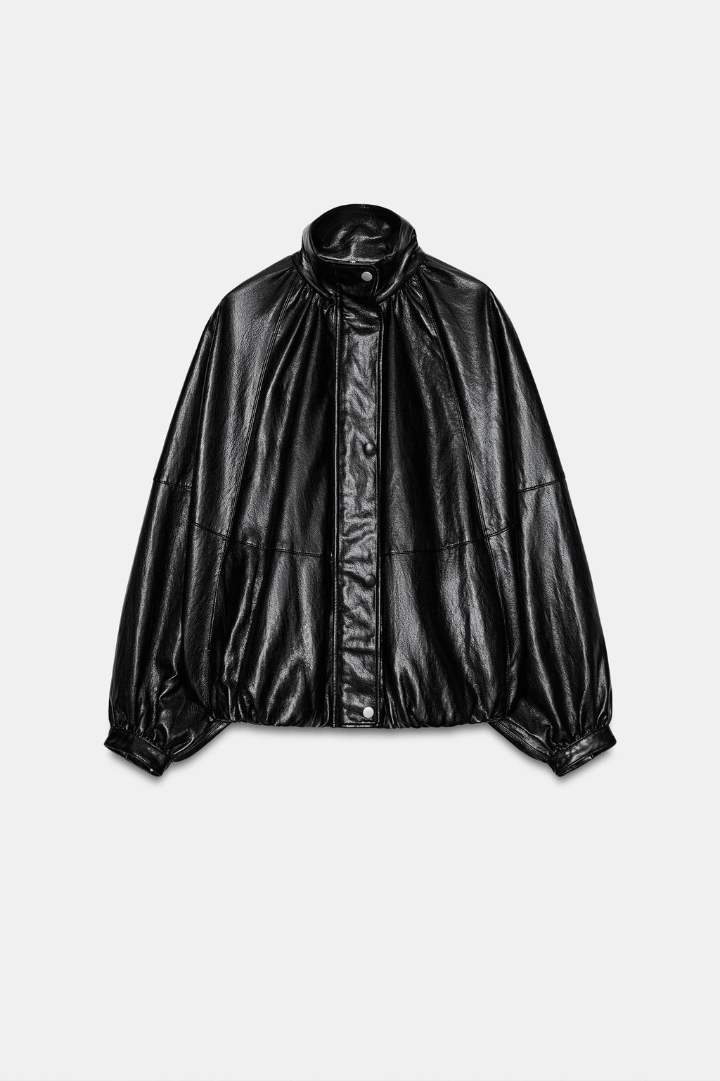 CHAQUETA BOMBER EFECTO PIEL ZW COLLECTION / Negro