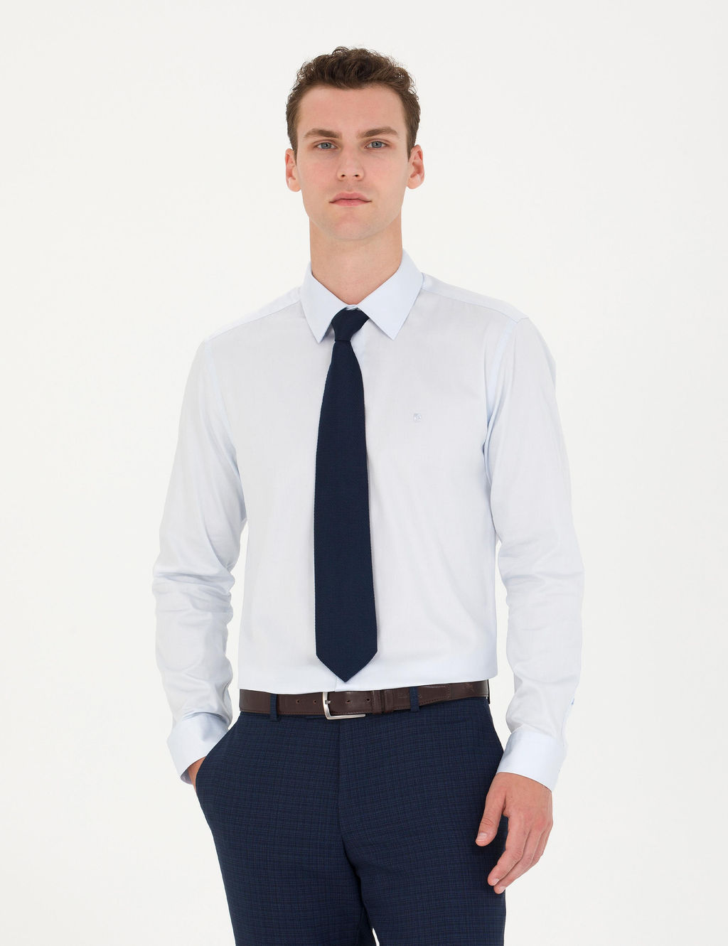 A__k Mavi Slim Fit Uzun Kollu Basic G_mlek - Pierre cardin фото 3