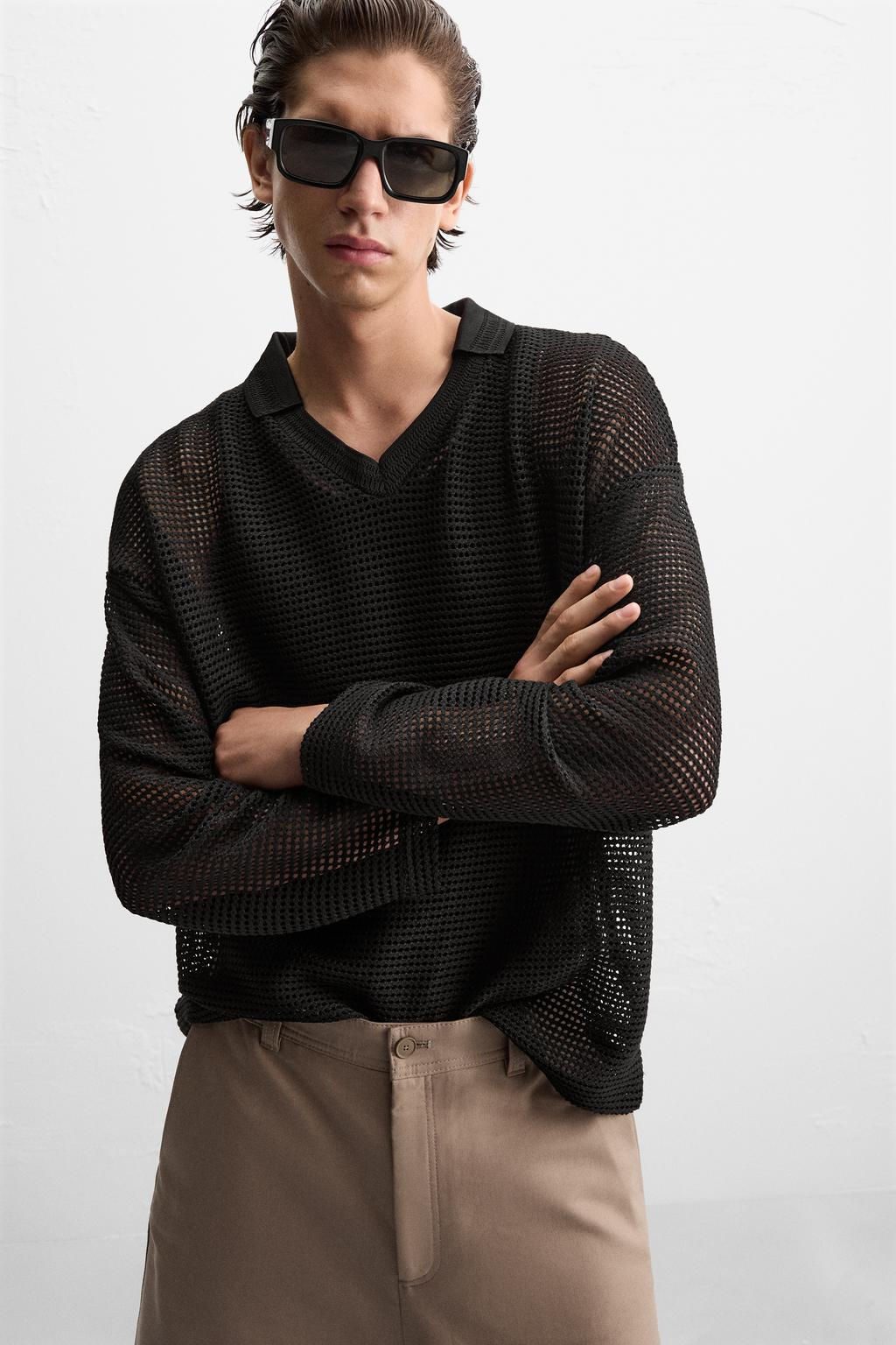 MESH TEXTURED POLO SHIRT - Zara фото 6