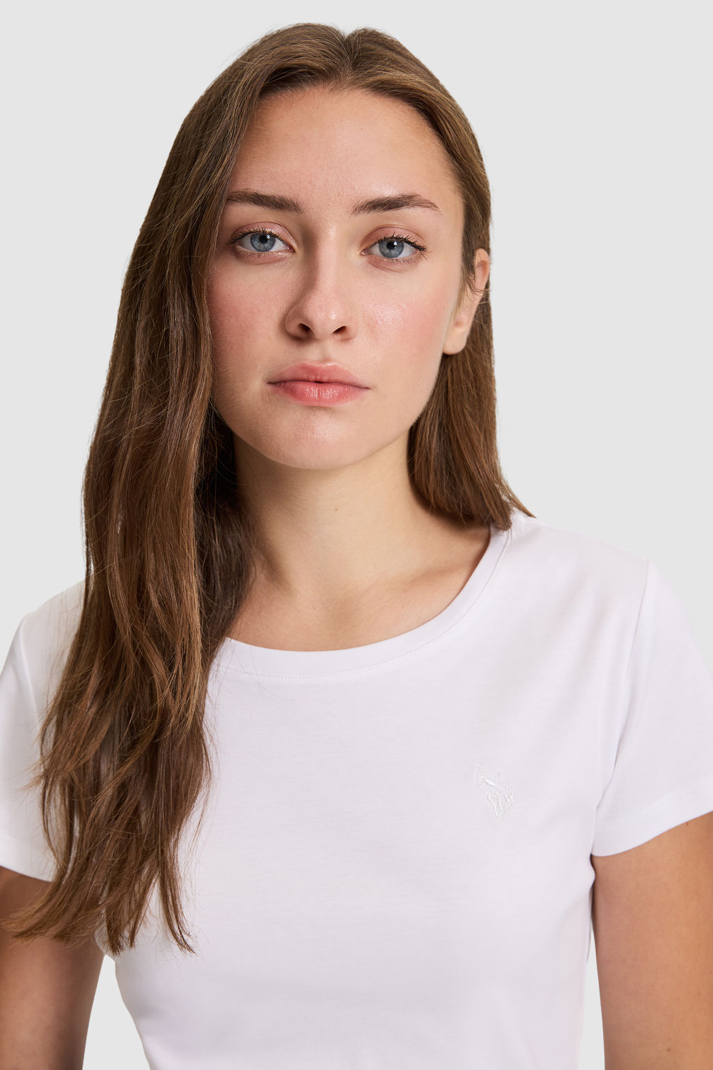 Kad_n Beyaz Bisiklet Yaka Basic Ti__rt - U.s. polo assn фото 2