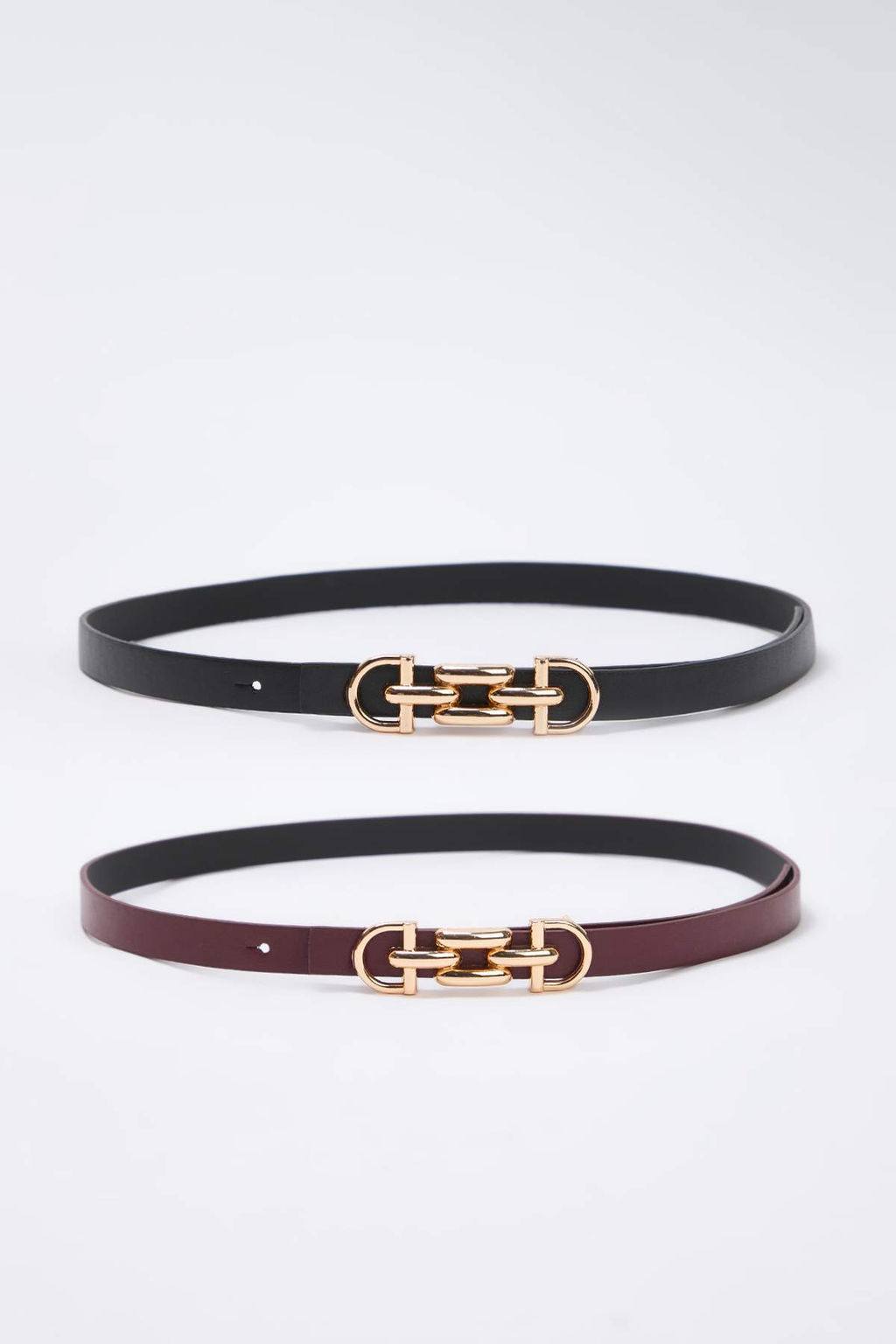 Siyah-Bordo 2li Paket Deri Gorunumlu Kemer TWOAW26KE00005