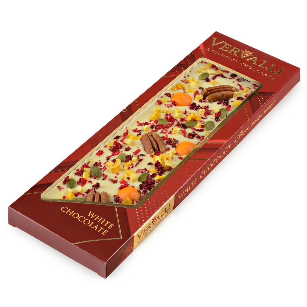 Шоколад белый с украшением Пекан, апельсин, манго, 110 гр , ТМ VERVALLI - Chokodelika фото 3