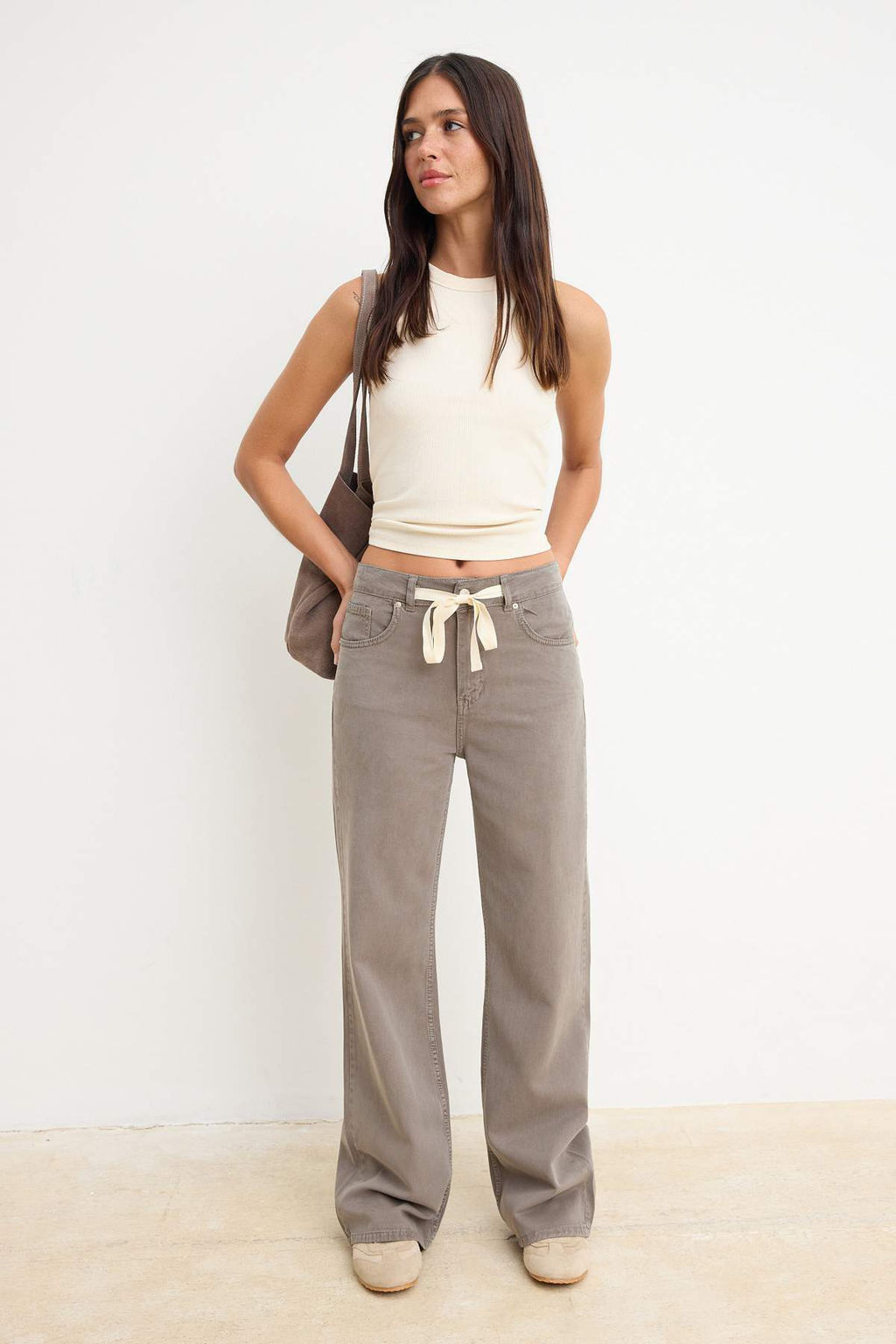 Vizon DOKUMLU Beli Lastikli Yuksek Bel Jeans Wide Leg TWOSS26JE00262 - Trendyolmilla фото 2