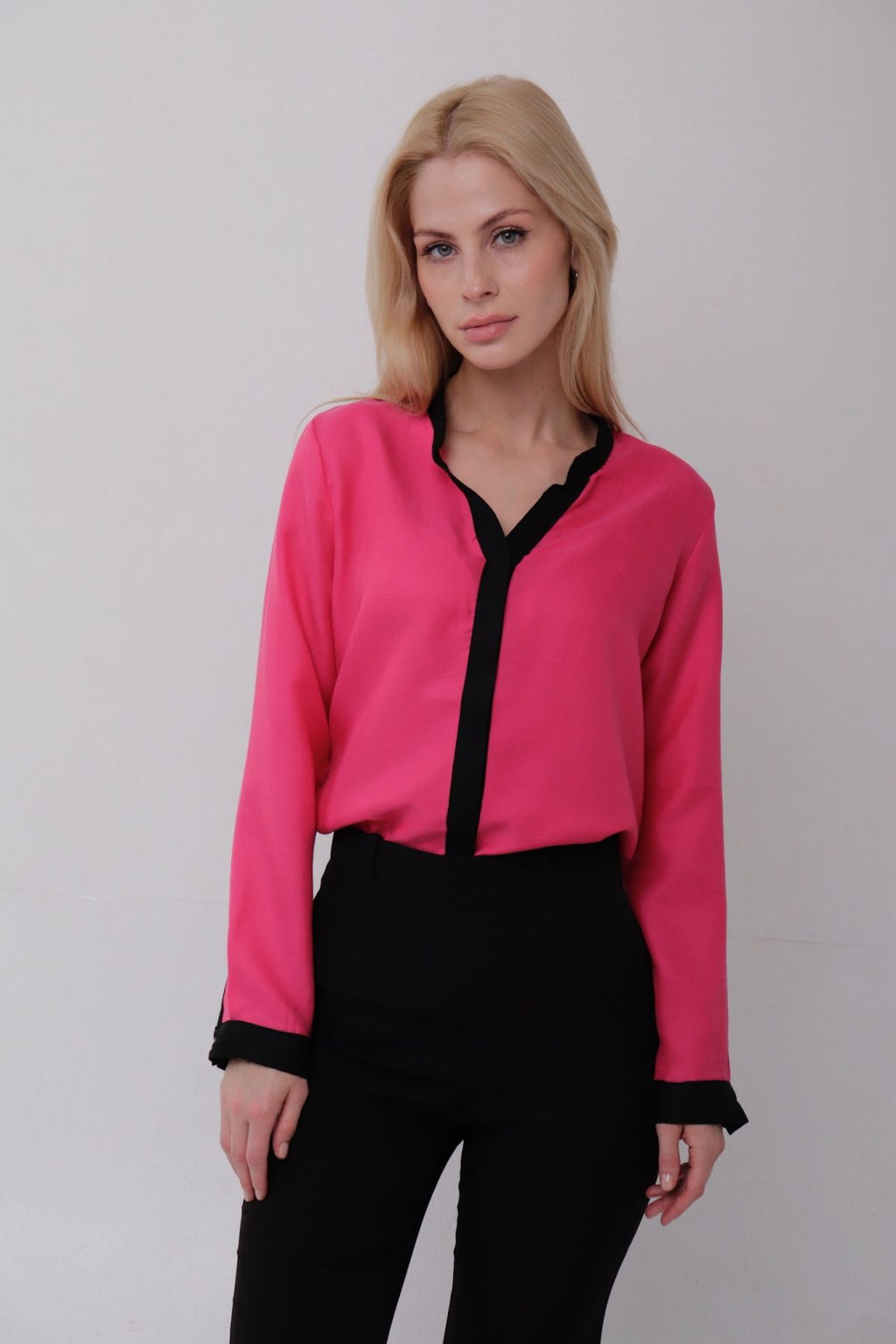 11228 Блуза розовая с чёрной отделкой - Martichelli фото 3