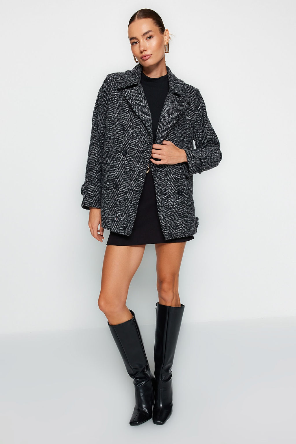 Trendyolmilla Kahverengi Oversize Genis Kesim K?rc?ll? Kase Kaban TWOAW24KB00176  фото 6