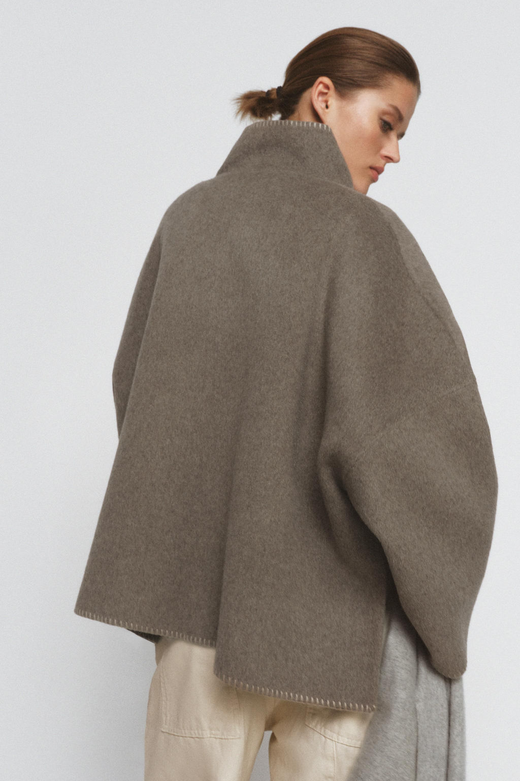ZW COLLECTION WOOL BLEND TOPSTITCHED JACKET - Zara фото 10