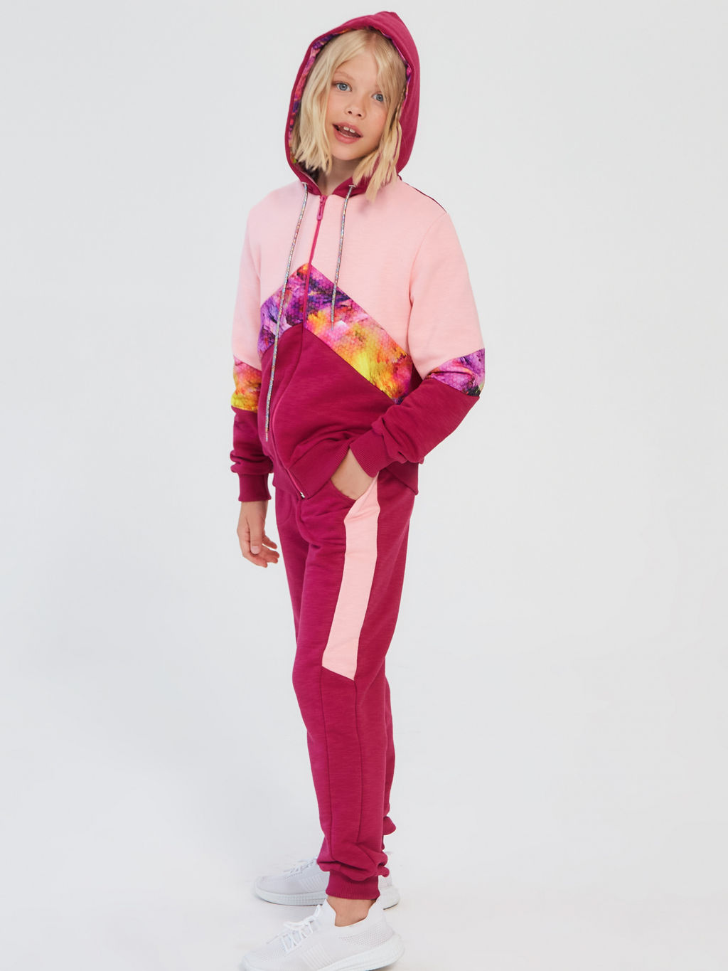 Спортивный костюм "Иллюзия",персик-бордо