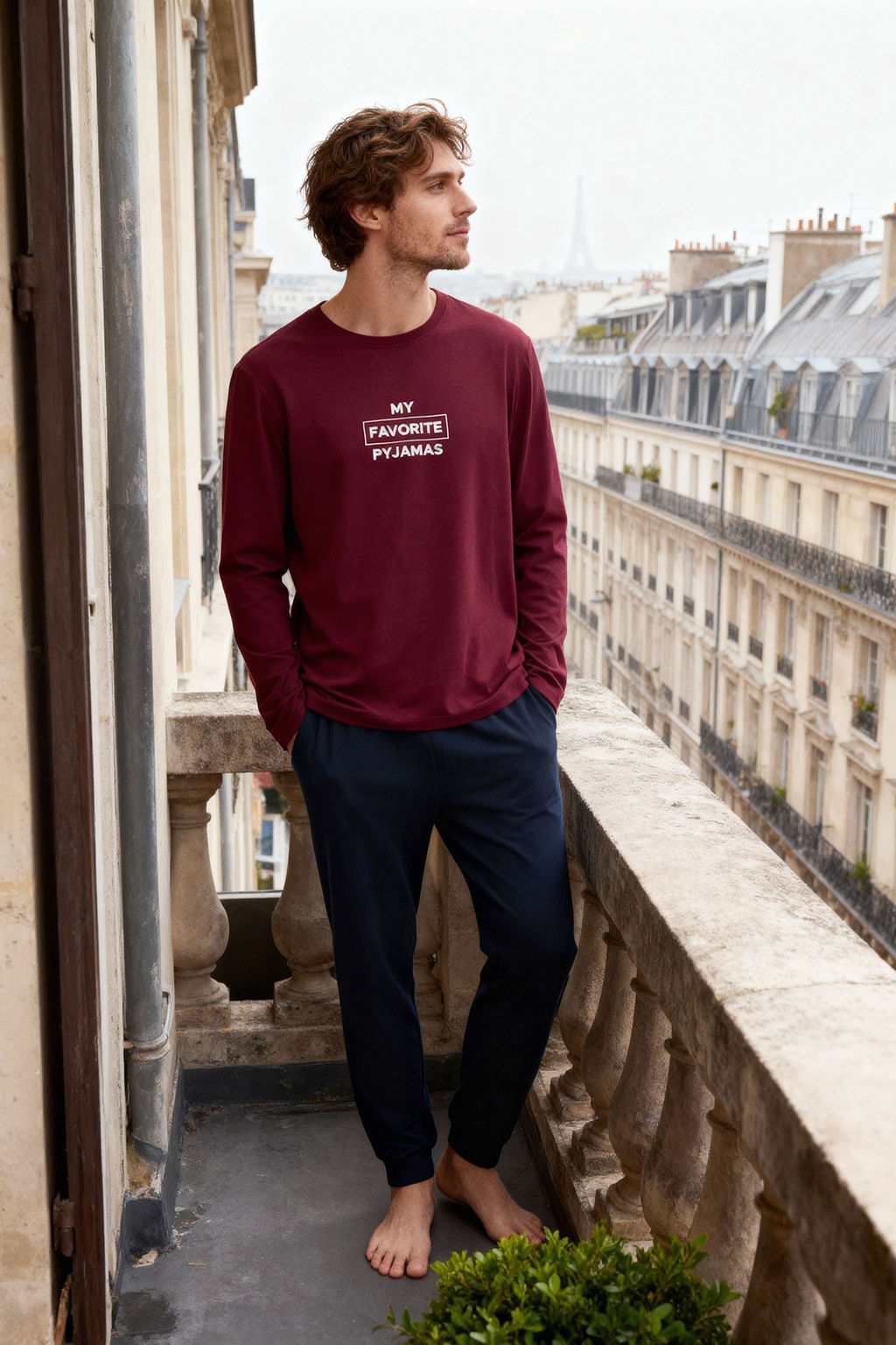 TRENDYOL MAN Bordo Regular Fit Bask?l? Pijama Tak?m? TMNAW22PT0759 - Trendyolmilla фото 19