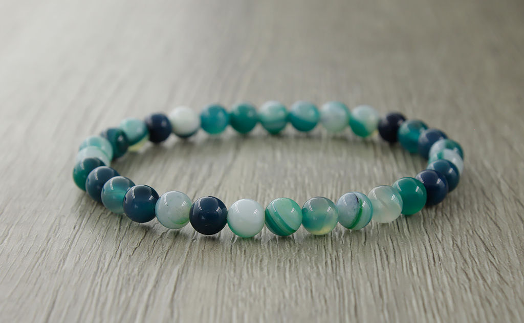 Агат сине-зелёный браслет "Классика", 6мм