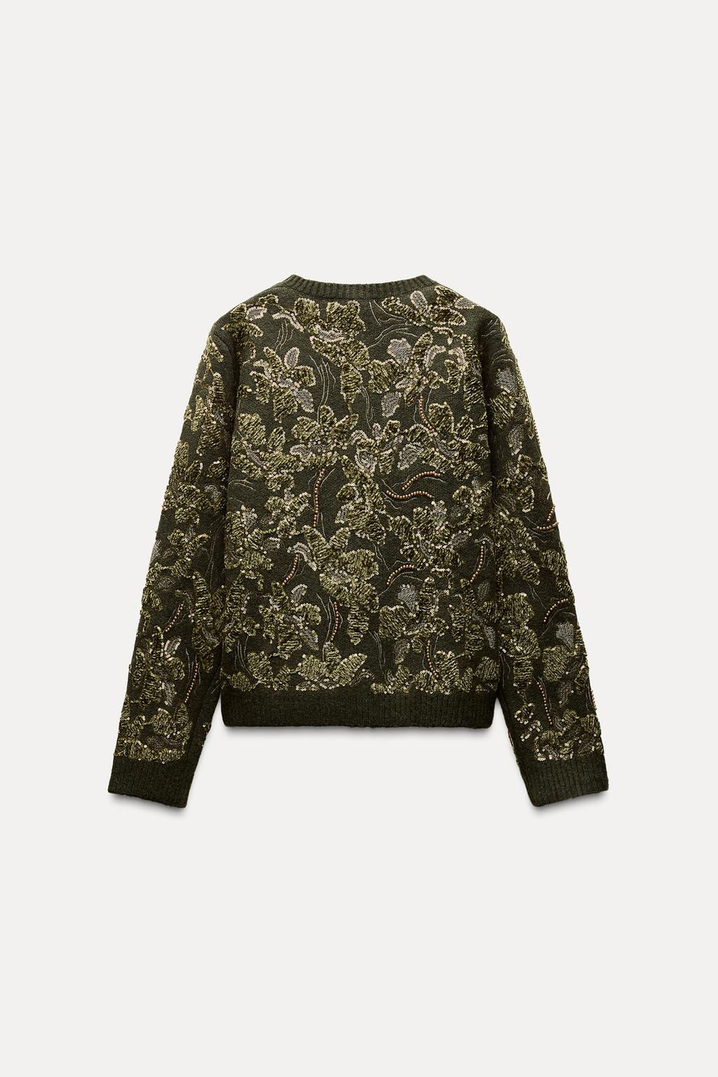 COMBINED KNIT CARDIGAN WITH SEQUINS - Zara фото 2