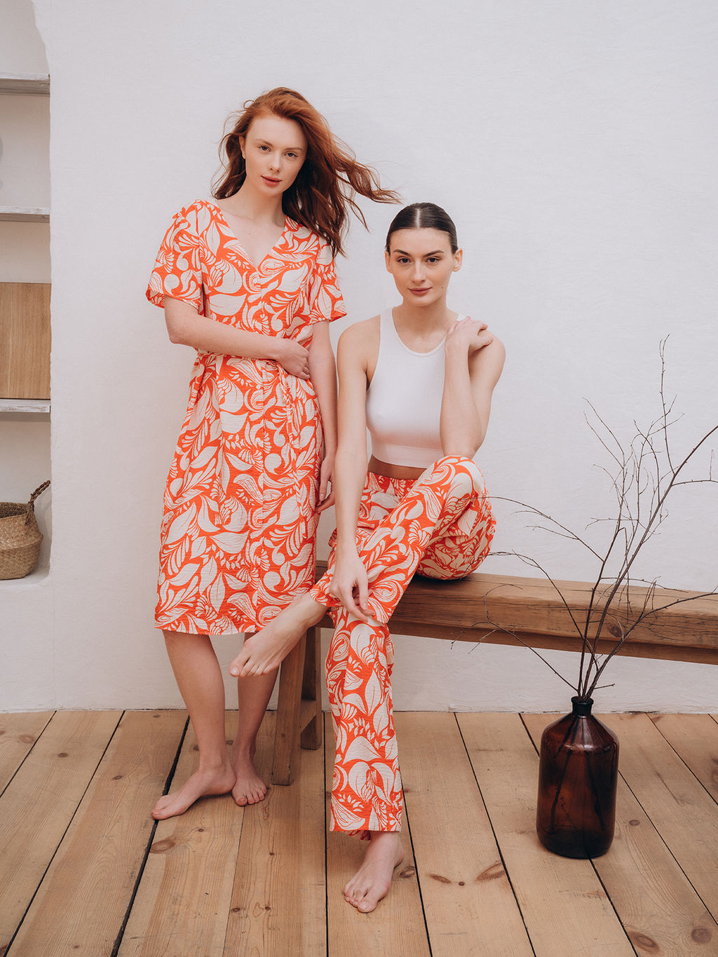 Туника пляжная Indefini из вискозы оранжевая  фото 15