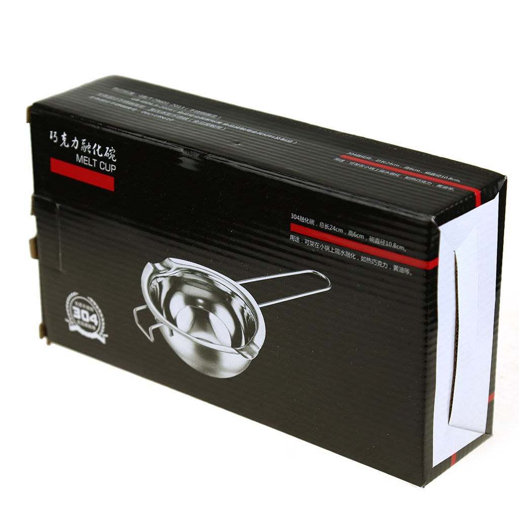 Ковш из нержавеющей стали для для водяной бани (плавления шоколада/масла) 0,4л, 14х13,2см h6см, с держателем, 2 носика, ручка 11,5см, в подарочной коробке (Китай) - Домашняя мода фото 2