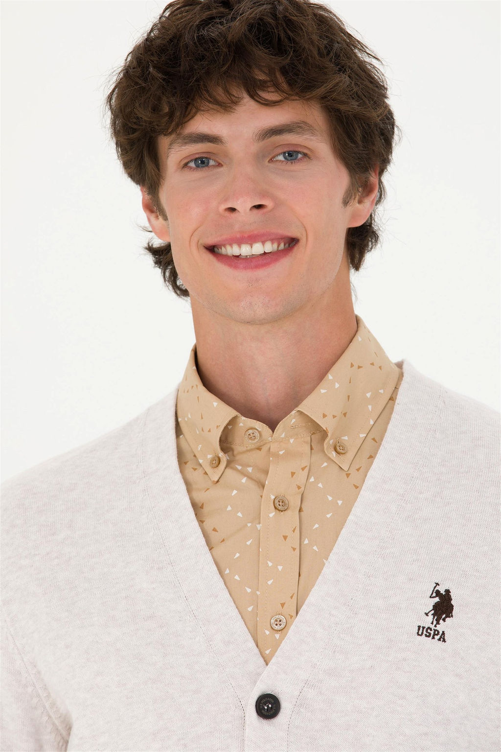 U. S. Polo Assn Мужской базовый трикотажный кардиган Stone Melange - U.s. polo assn фото 2