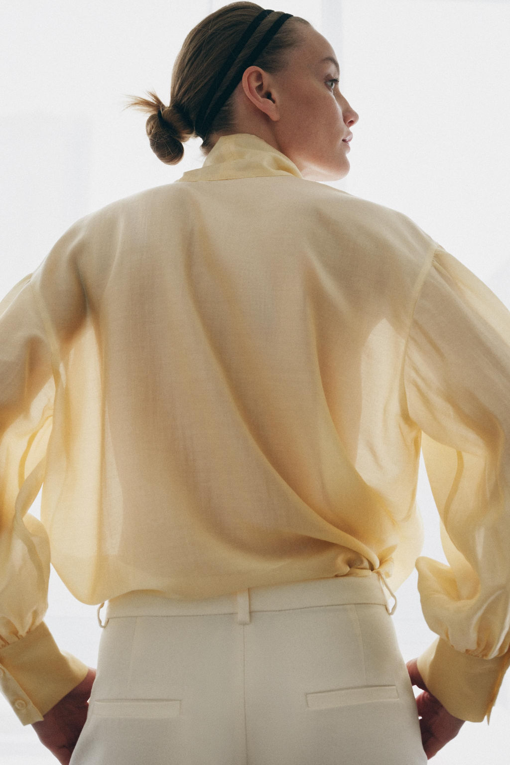 CAMISA SATINADA LAZADAS ZW COLLECTION / Amarillo - Zara фото 3