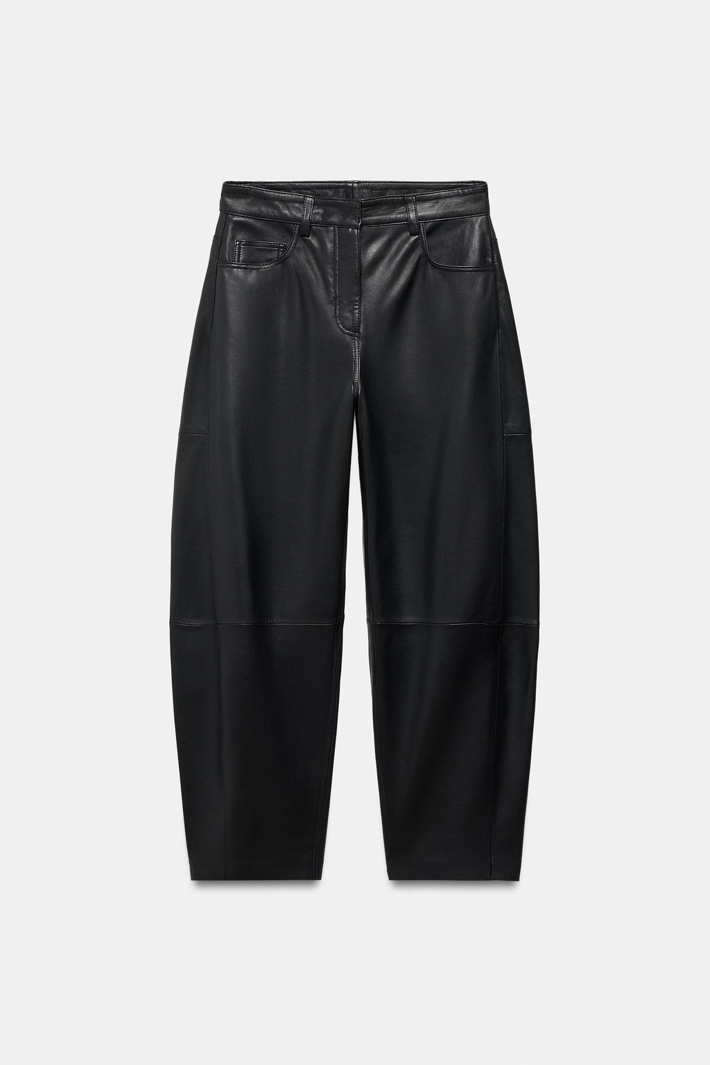 ZW COLLECTION LIMITED EDITION LEATHER BARREL TROUSERS - Zara фото 18