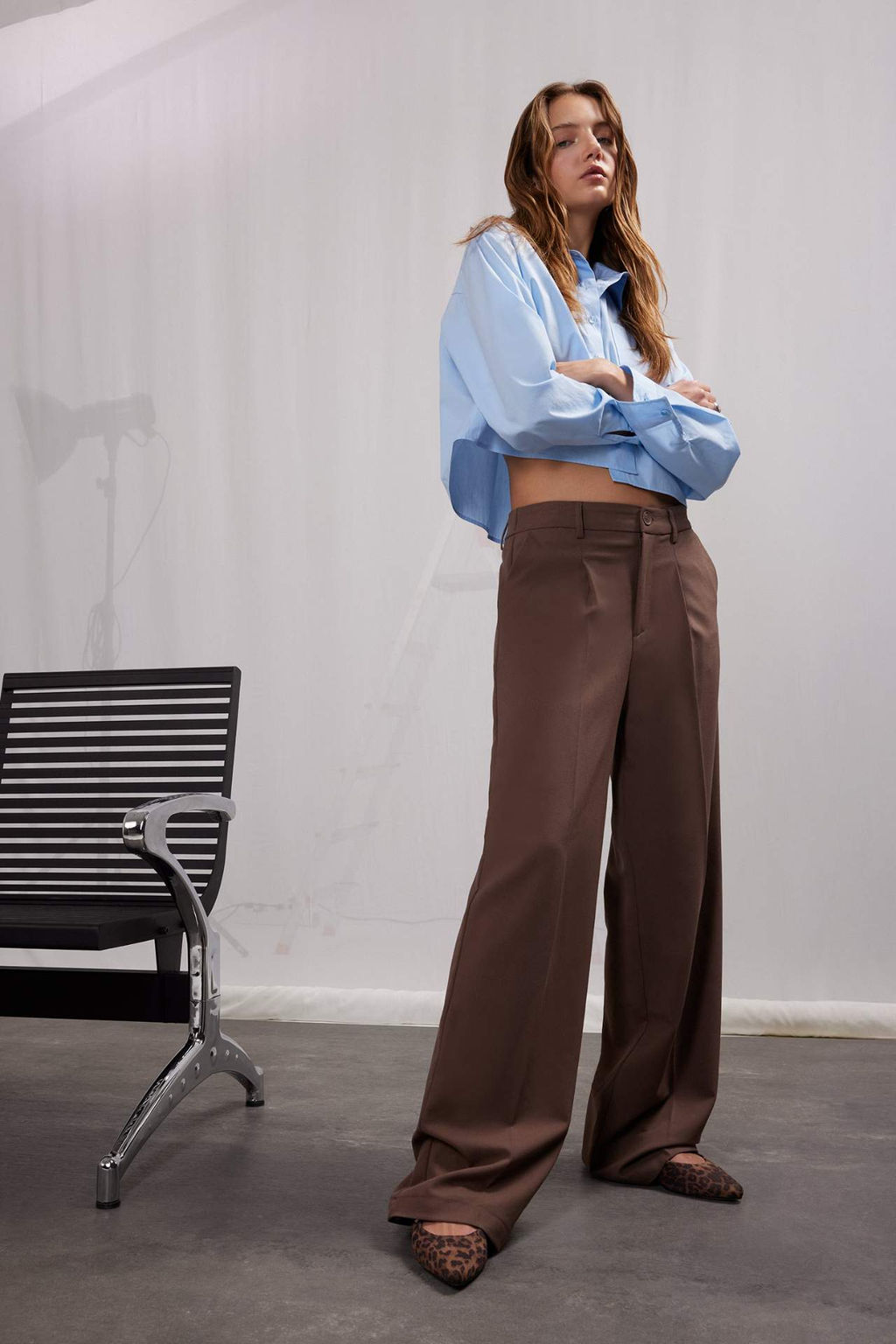 Sevgililer Gunu Wide Leg Klasik Pantolon Basic Duz Genis Bol Paca Cift Cepli Yuksek Bel Standart Boy - Defacto фото 3
