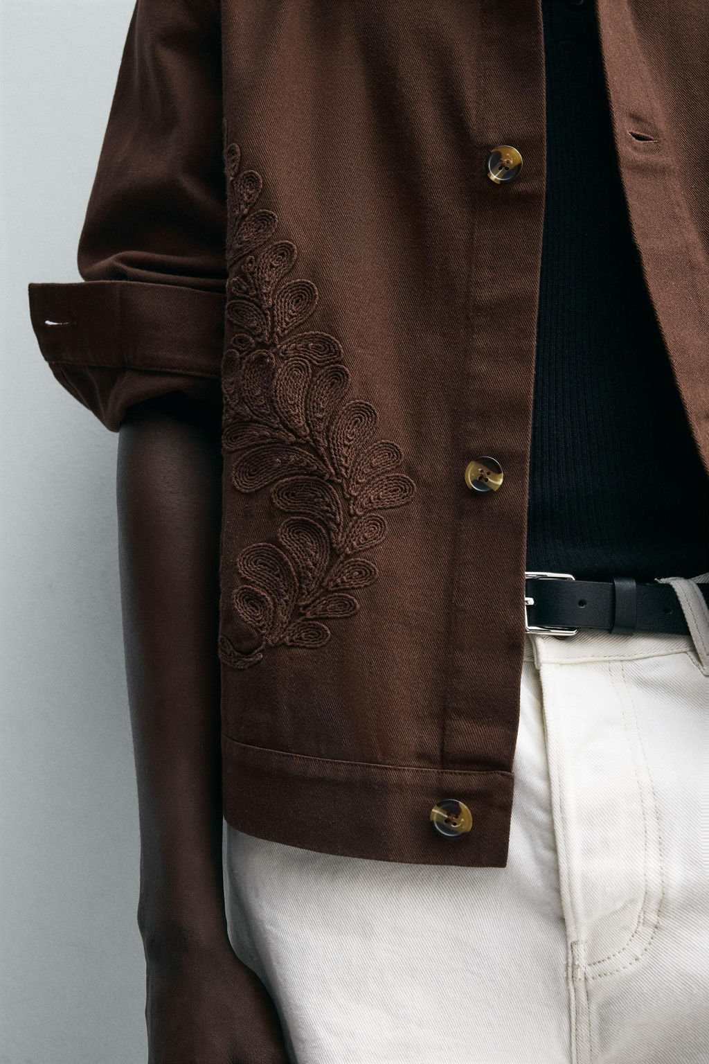 EMBROIDERED STRUCTURED OVERSHIRT - Zara фото 6