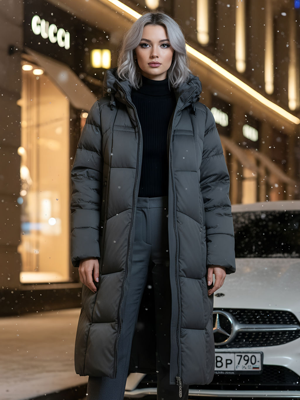 Пальто зимнее утепленное с капюшоном женское зеленого цвета 7702Z - Visdeer фото 20