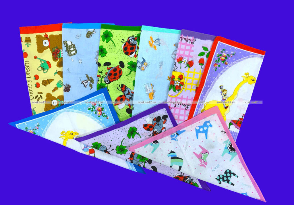 Цена за 10 пар. Носовые платки детские плотный поплин