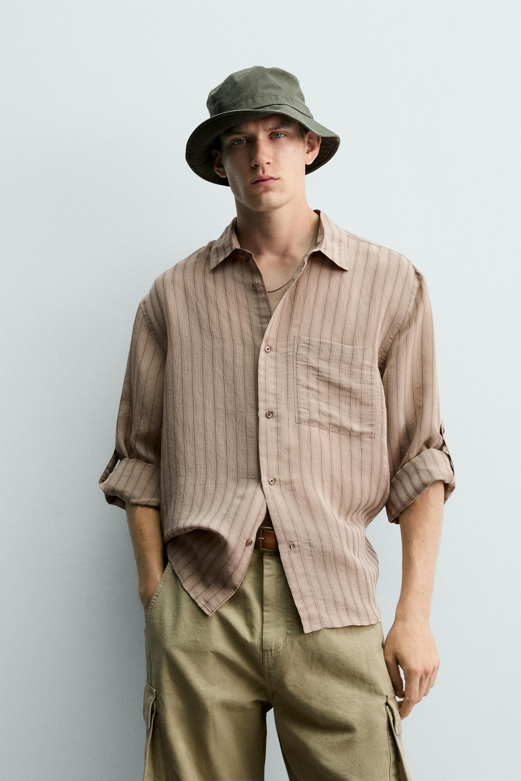 CAMISA RAYAS TRABILLA MANGA / rosa claro - Zara фото 2