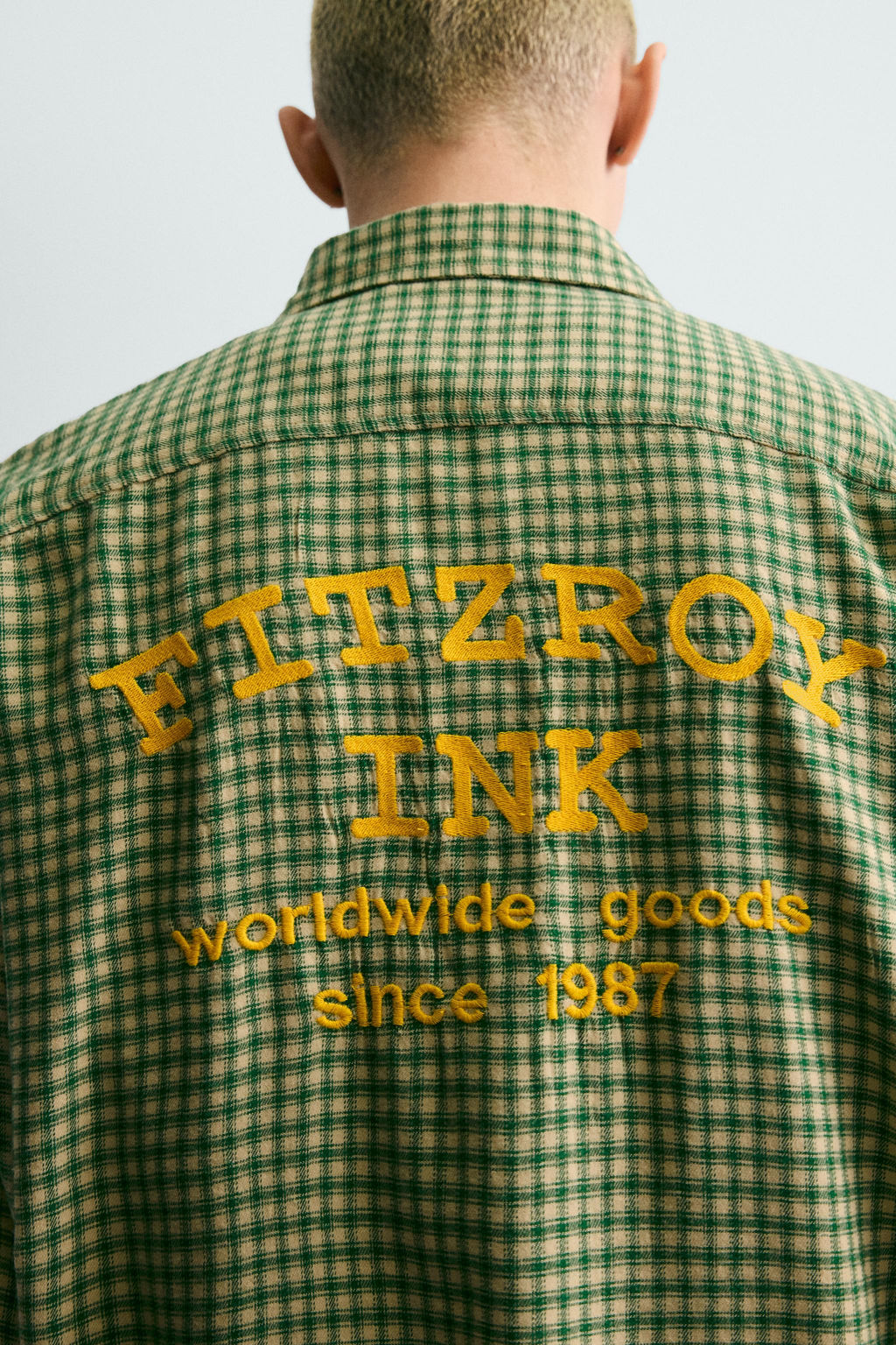 CAMISA CUADROS FRANELA BORDADO / Blanco / Verde